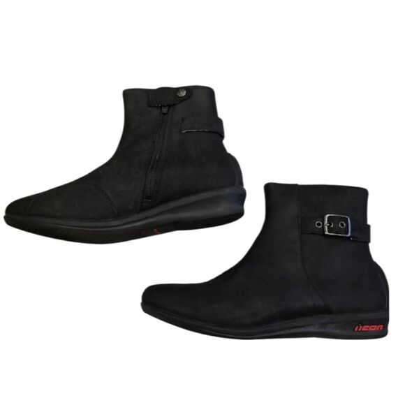 Icon Sacred Short Boots Motorcycle Riding Black Womens Size 9.5 Leather Moto Zip - Picture 5 of 9